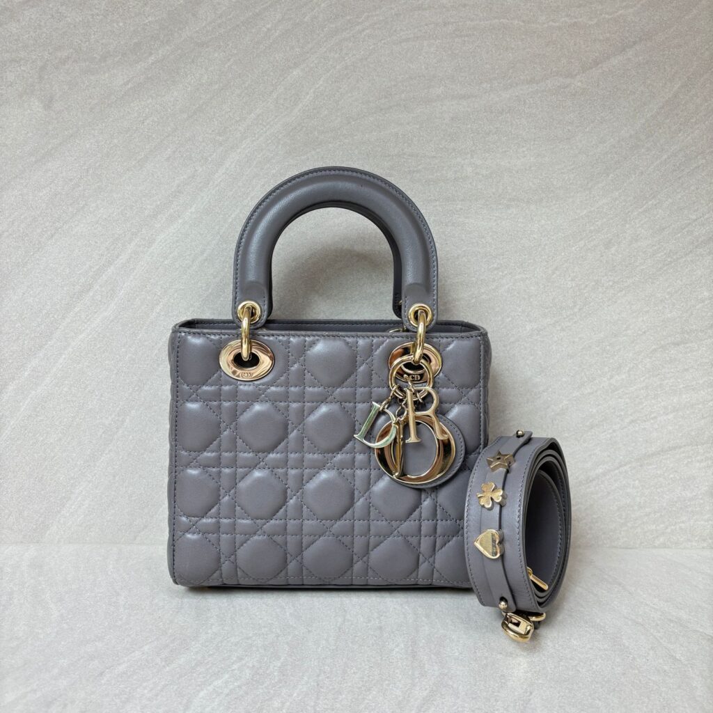 Dior Lady Dior Small Lambskin Grey GHW