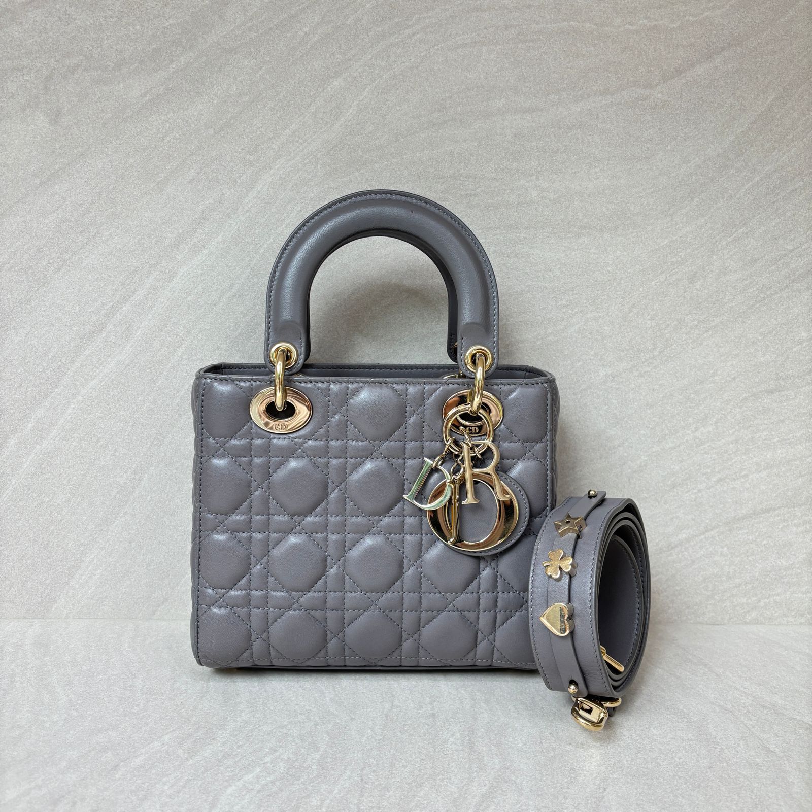 Dior Lady Dior Small Lambskin Grey GHW
