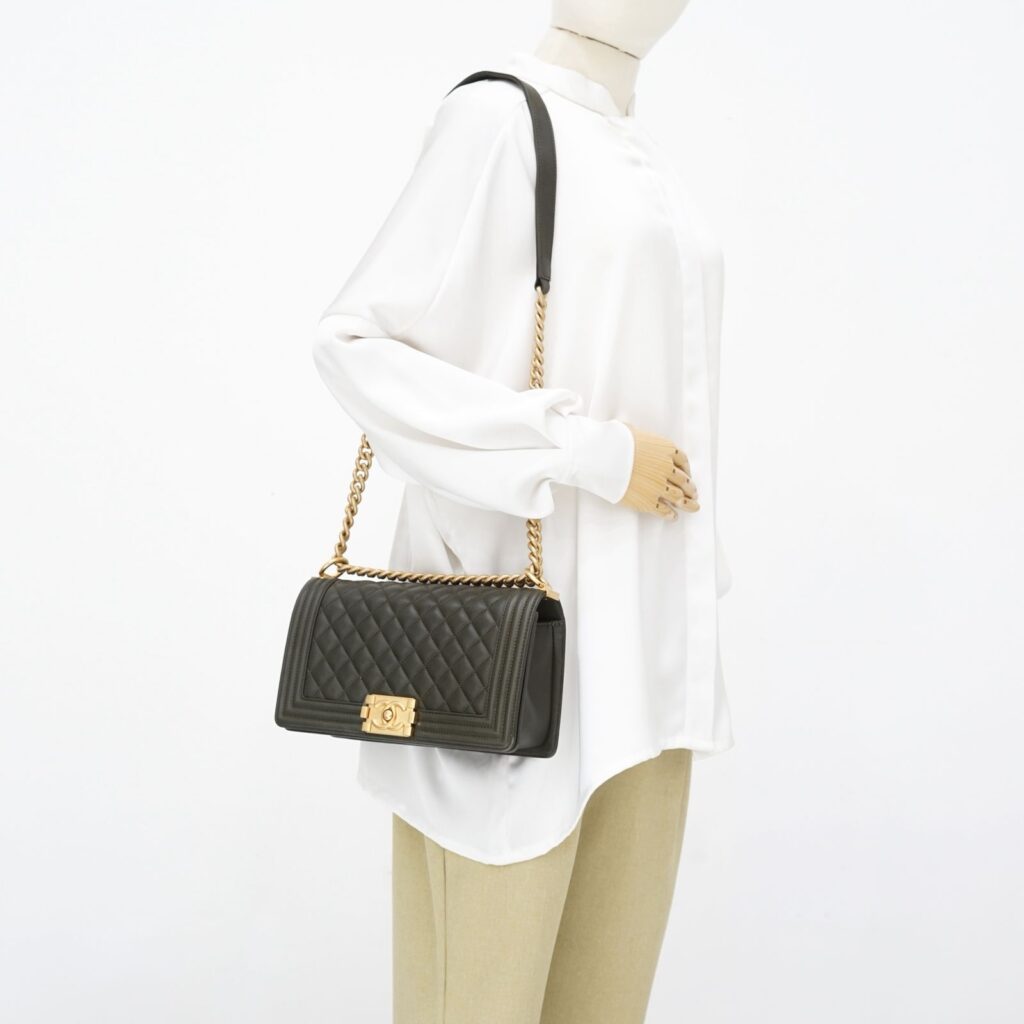 Chanel Boy 25 Lambskin Dark Green GHW