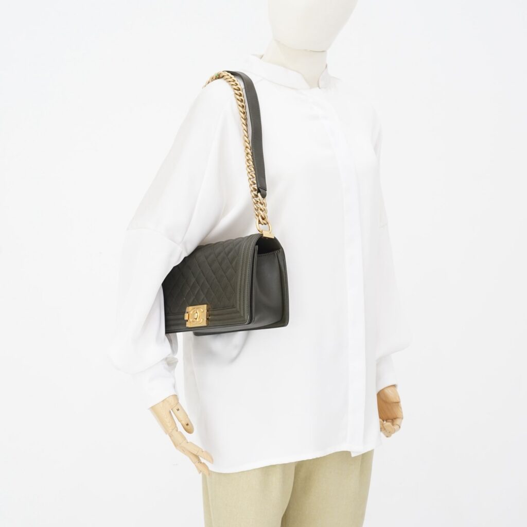 Chanel Boy 25 Lambskin Dark Green GHW