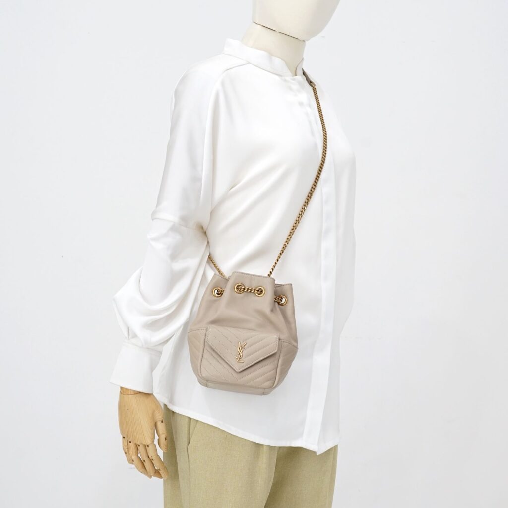 Saint Laurent Nano Bucket Taupe GHW