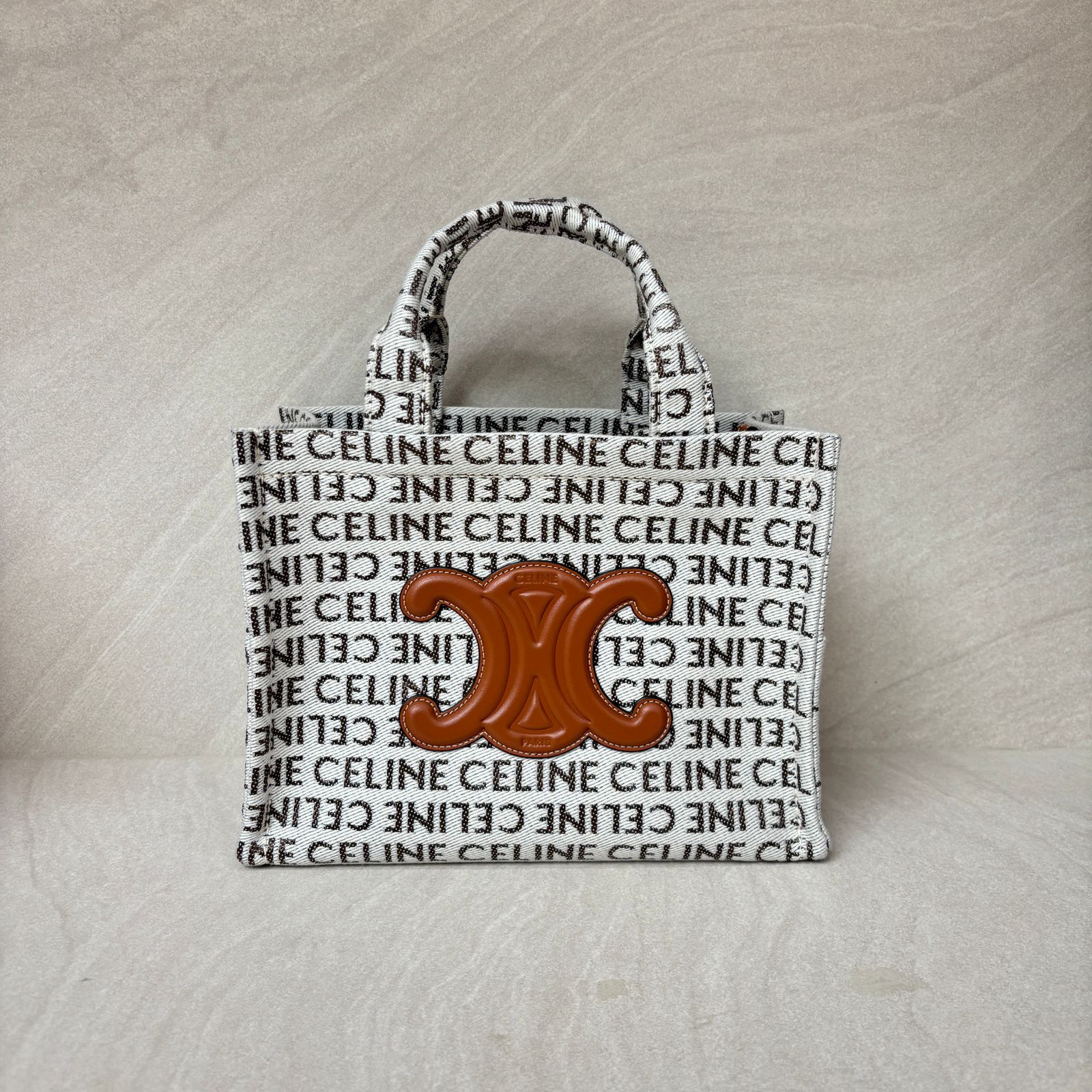 Chanel Small Cabas Canvas White And Tan