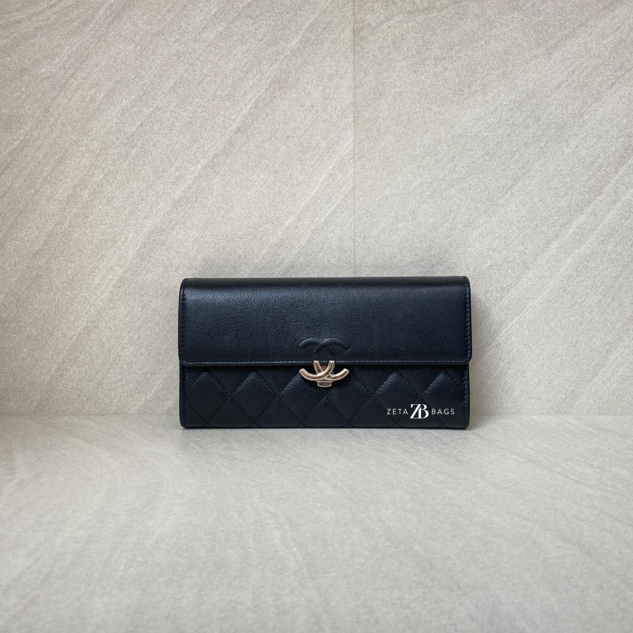 Chanel CC Long Wallet Black SHW