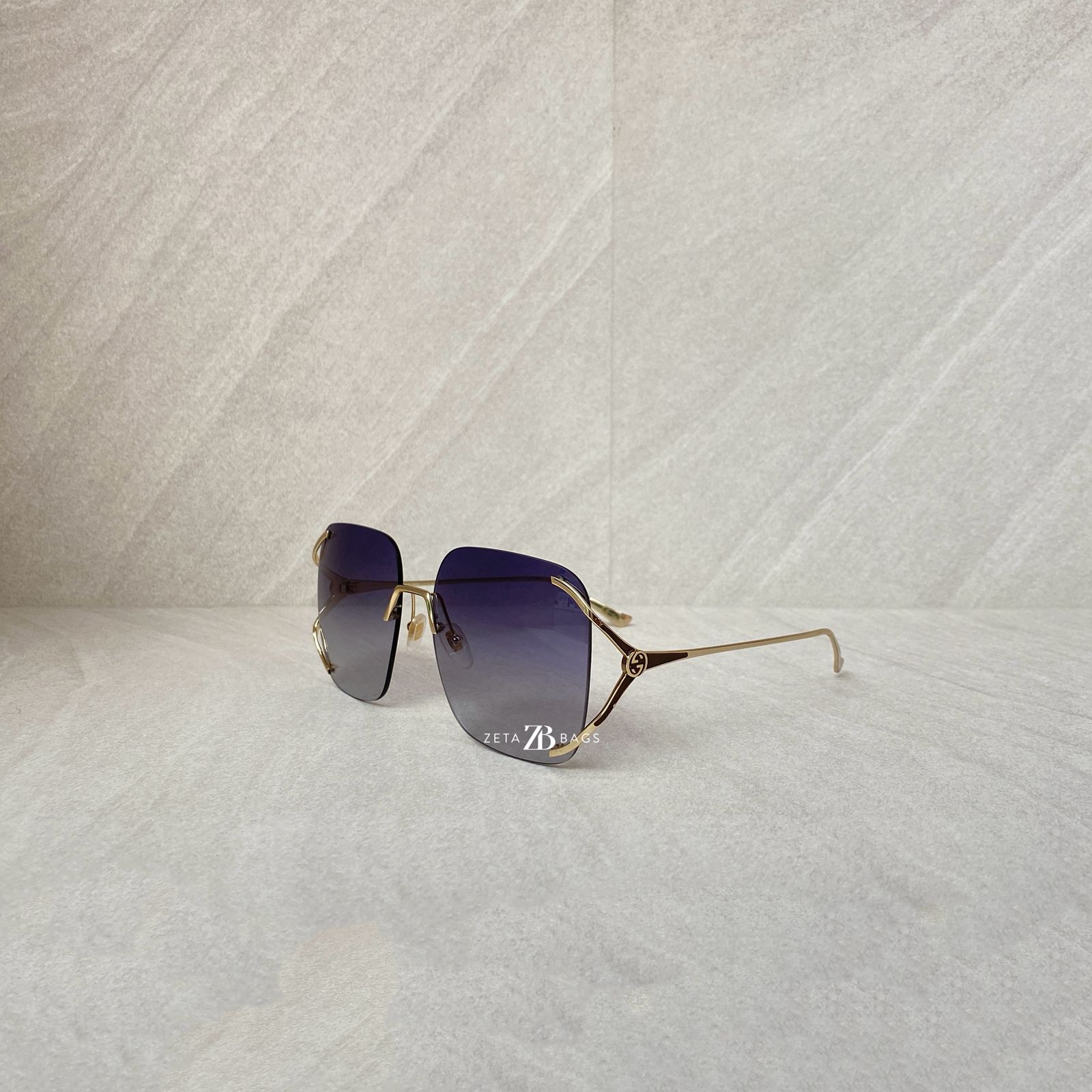 Gucci Sunglasses Rimless Gold Brown