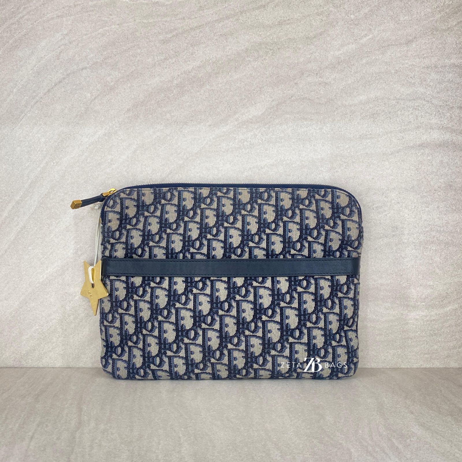 Dior Travel Kit Pouch Canvas Oblique Blue GHW