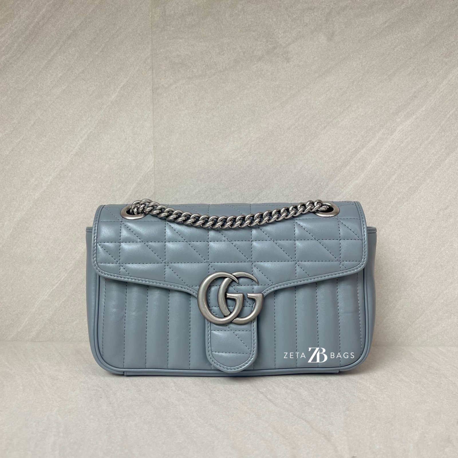 Gucci Marmont Flap Small Geometric Grey SHW