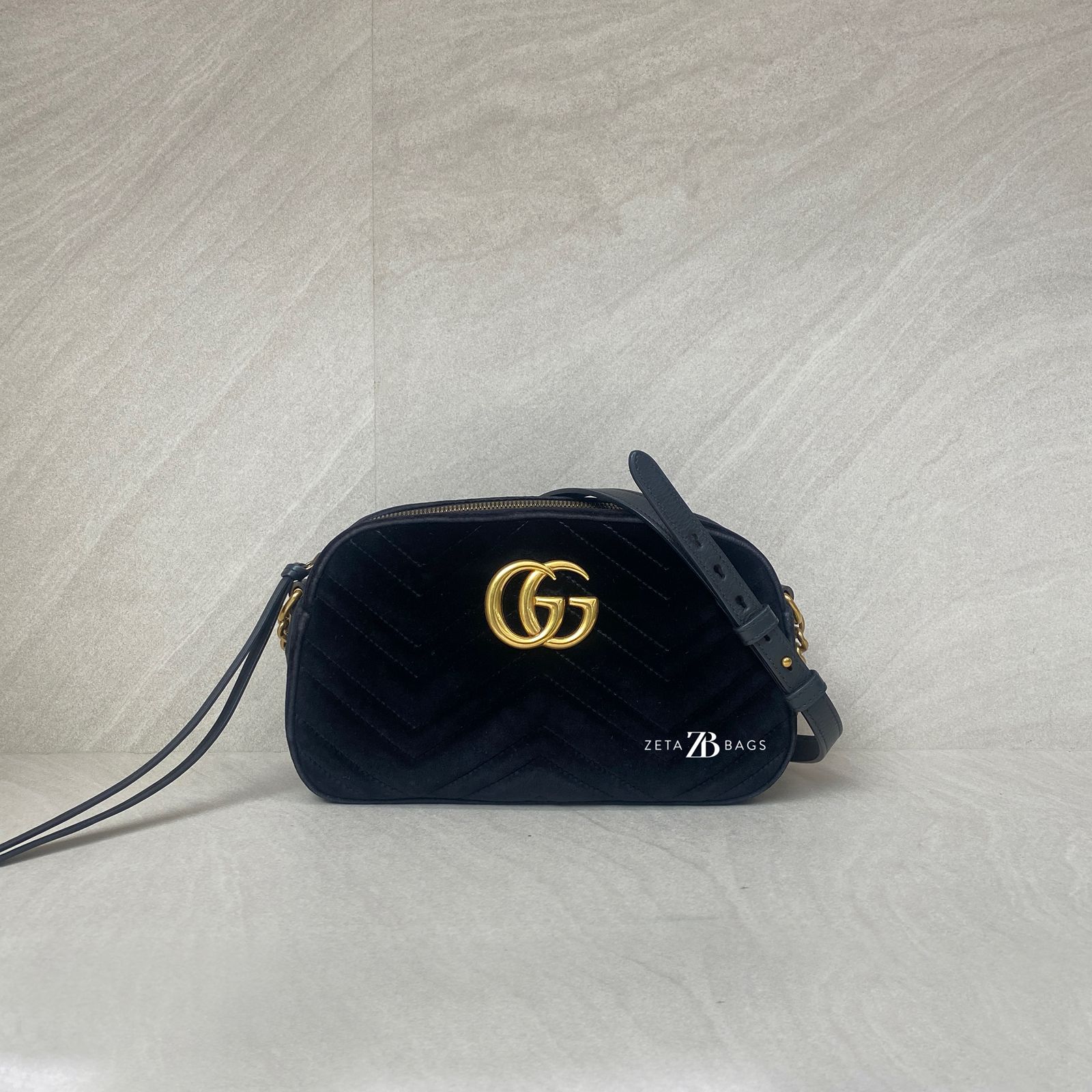 Gucci Marmont Camera Small Velvet Black GHW