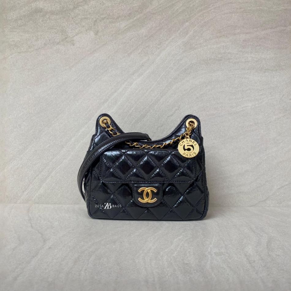 Chanel Small Hobo Glaze Black GHW
