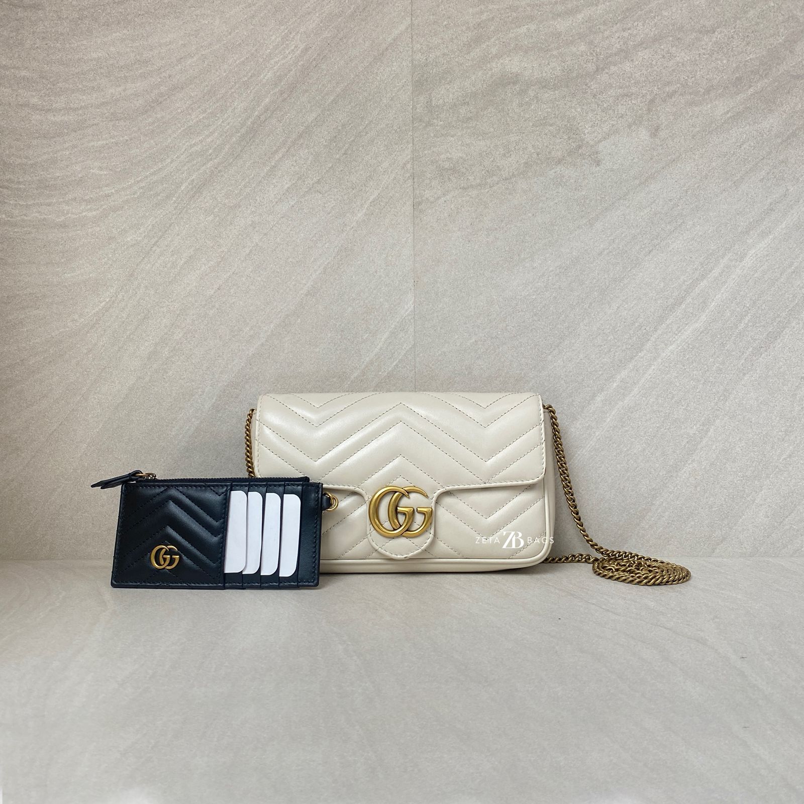 Gucci GG Marmont Mini White Matelasse GHW