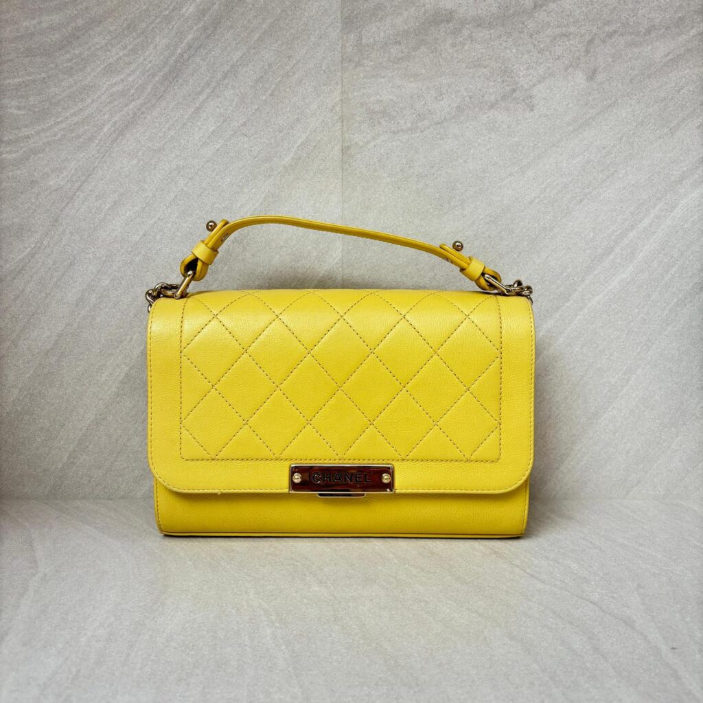 Chanel Medium Label Chick Yellow GHW