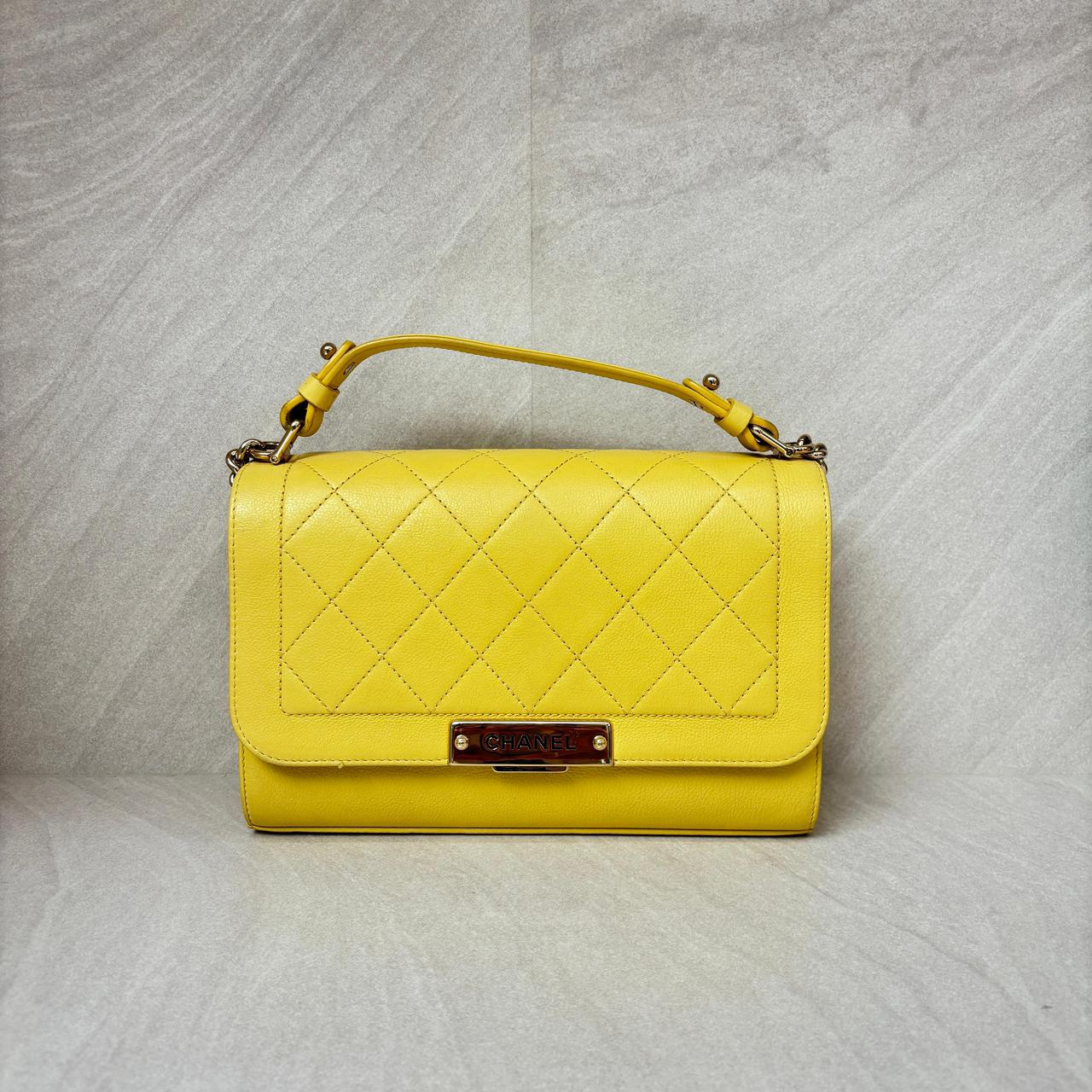 Chanel Medium Label Chick Yellow GHW