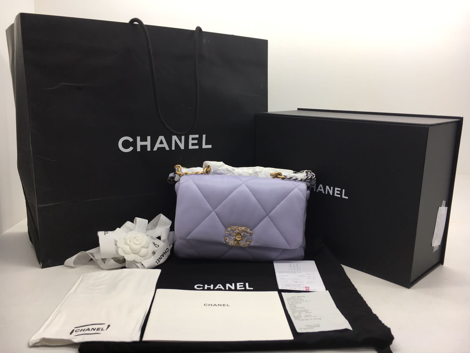 Chanel Small 19 Bag Lilac Lambskin