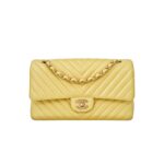 Chanel Medium Classic Chevron Yellow Lambskin GHW