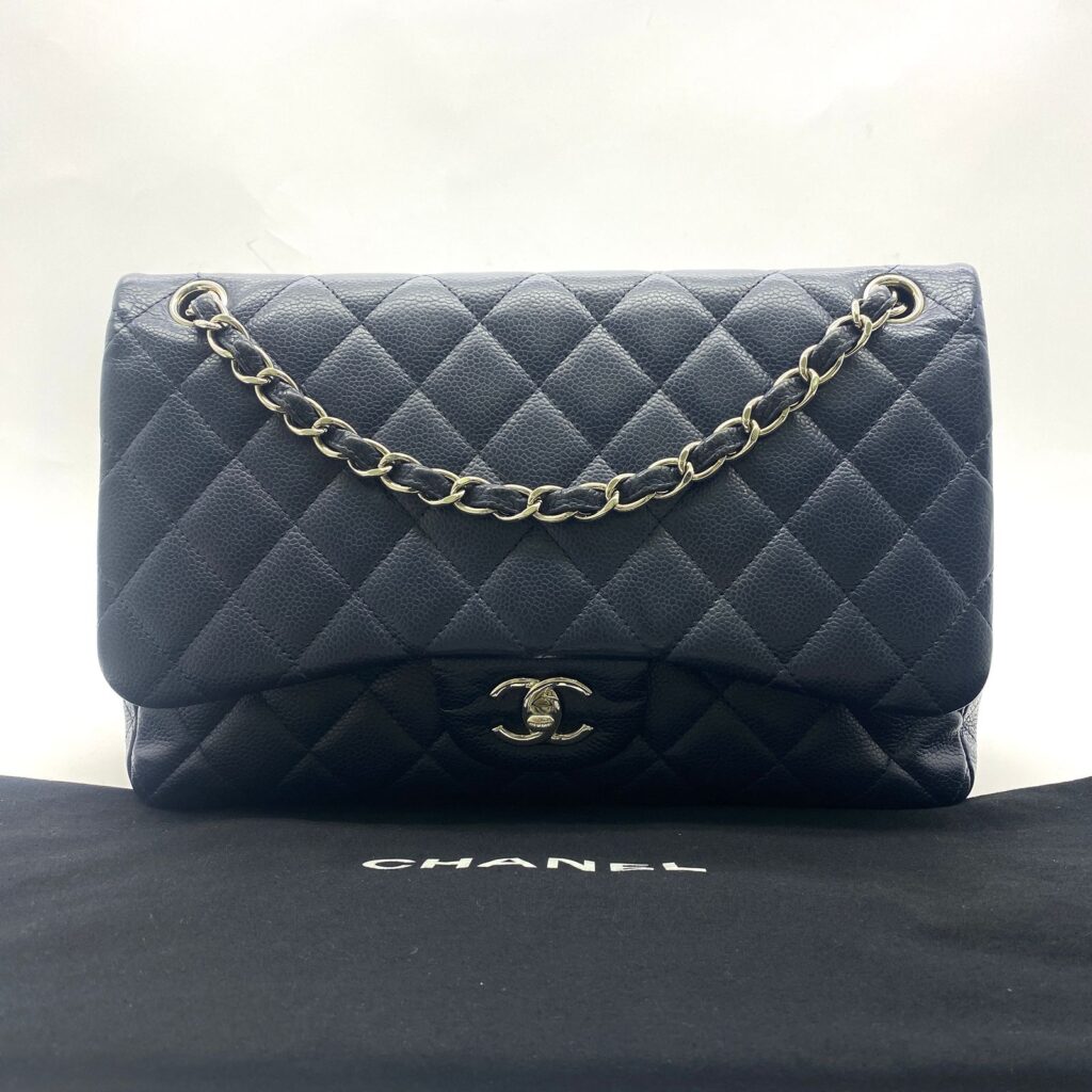 Chanel Jumbo Classic Double Caviar Navy SHW