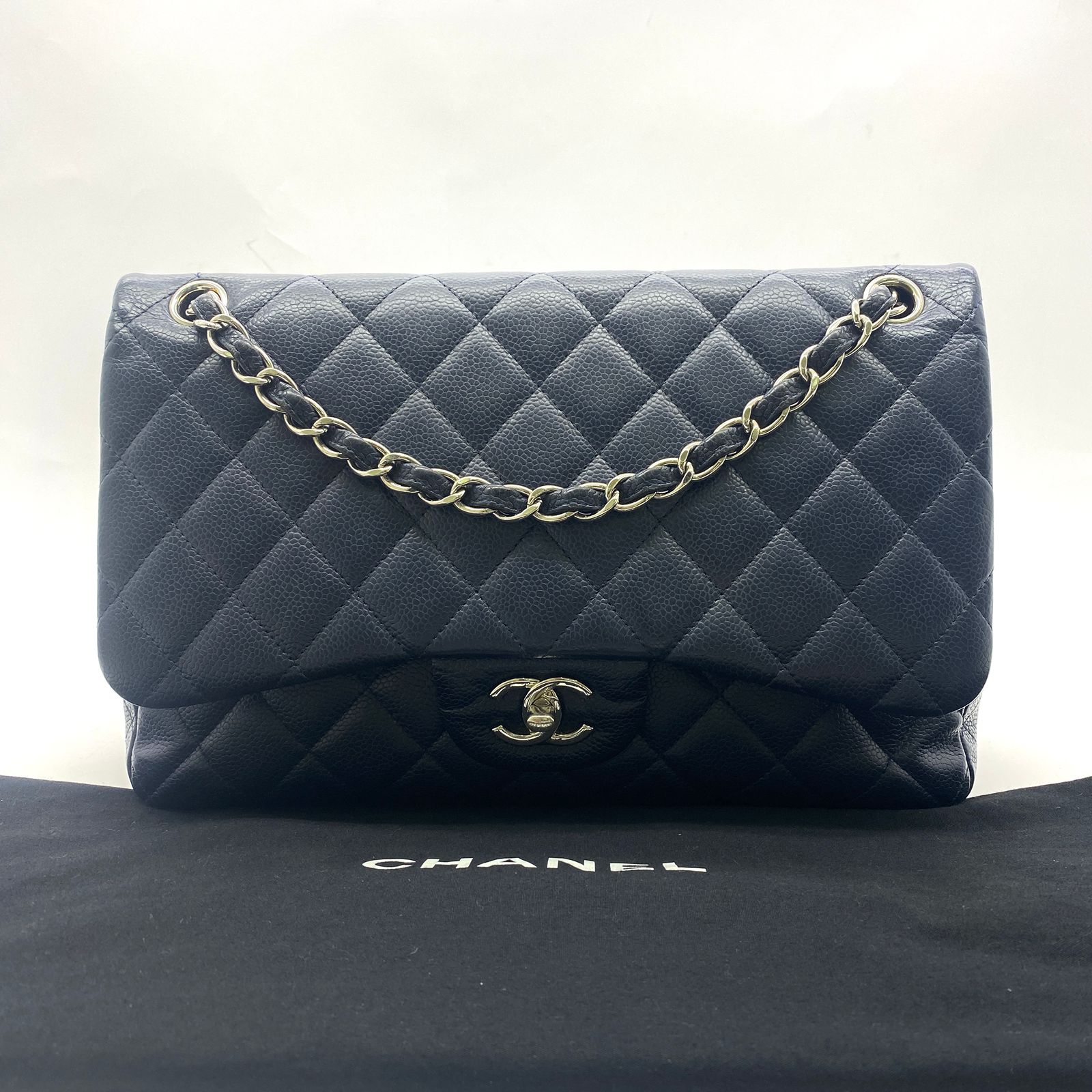 Chanel Jumbo Classic Double Caviar Navy SHW
