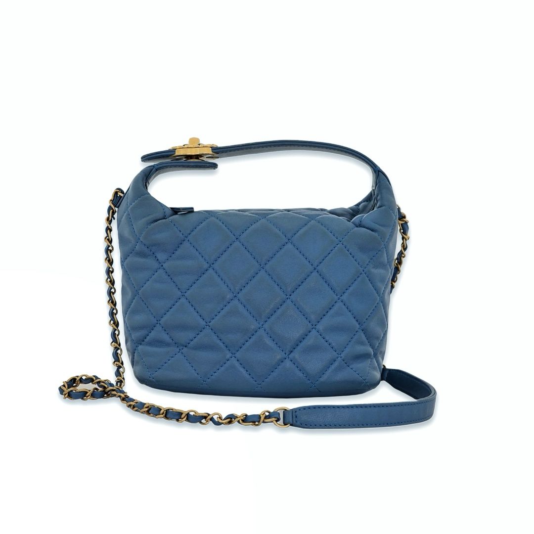 Chanel Hobo Handbag Blue GHW