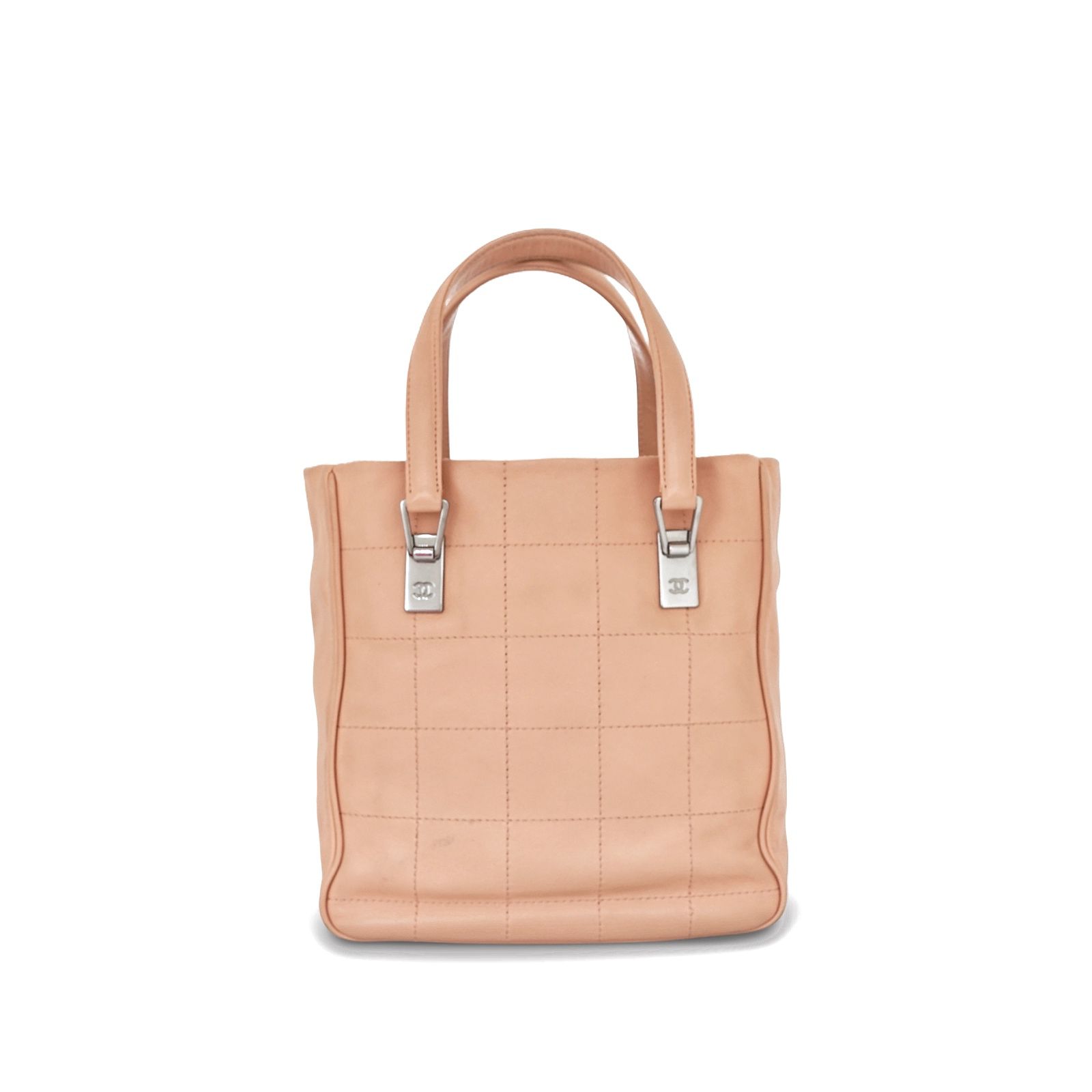 Chanel Square Stitch Tote Bag Pink Peach SHW