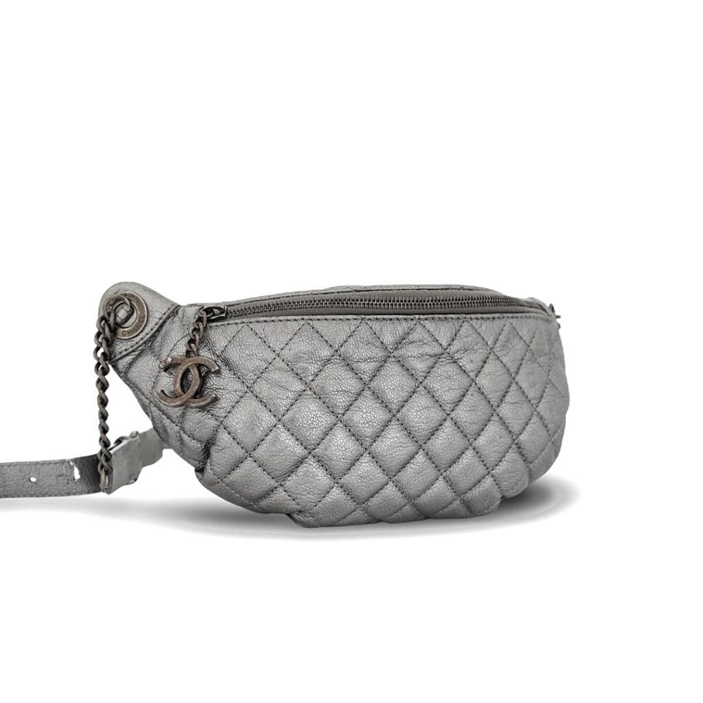 Chanel Waist Bag Calfskin Metallic Silver RHW