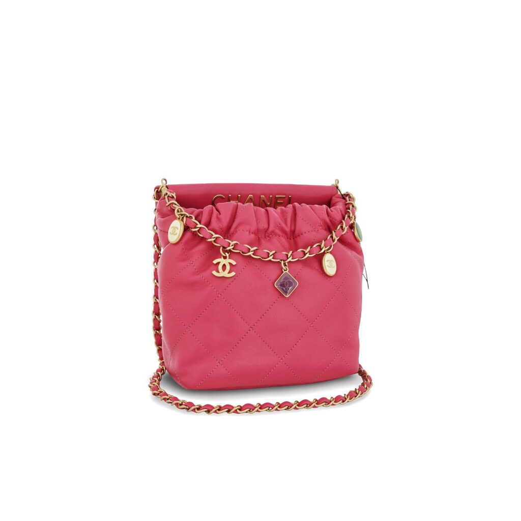 Chanel Small Bucket Chain Lambskin Pink Fuchsia GHW