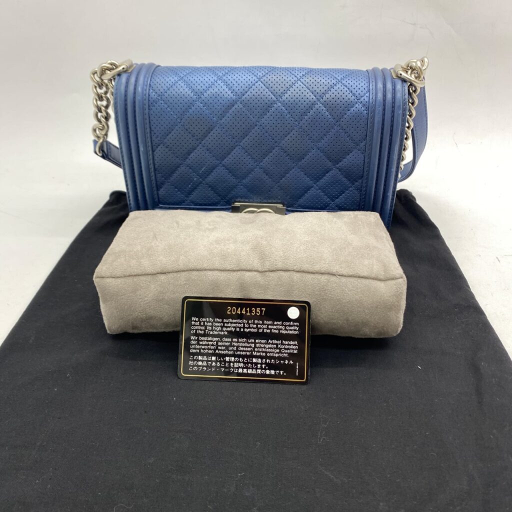 Chanel Boy Medium Blue Perforated SHW