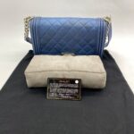 Chanel Boy Medium Blue Perforated SHW