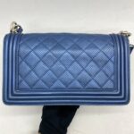 Chanel Boy Medium Blue Perforated SHW