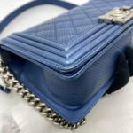Chanel Boy Medium Blue Perforated SHW