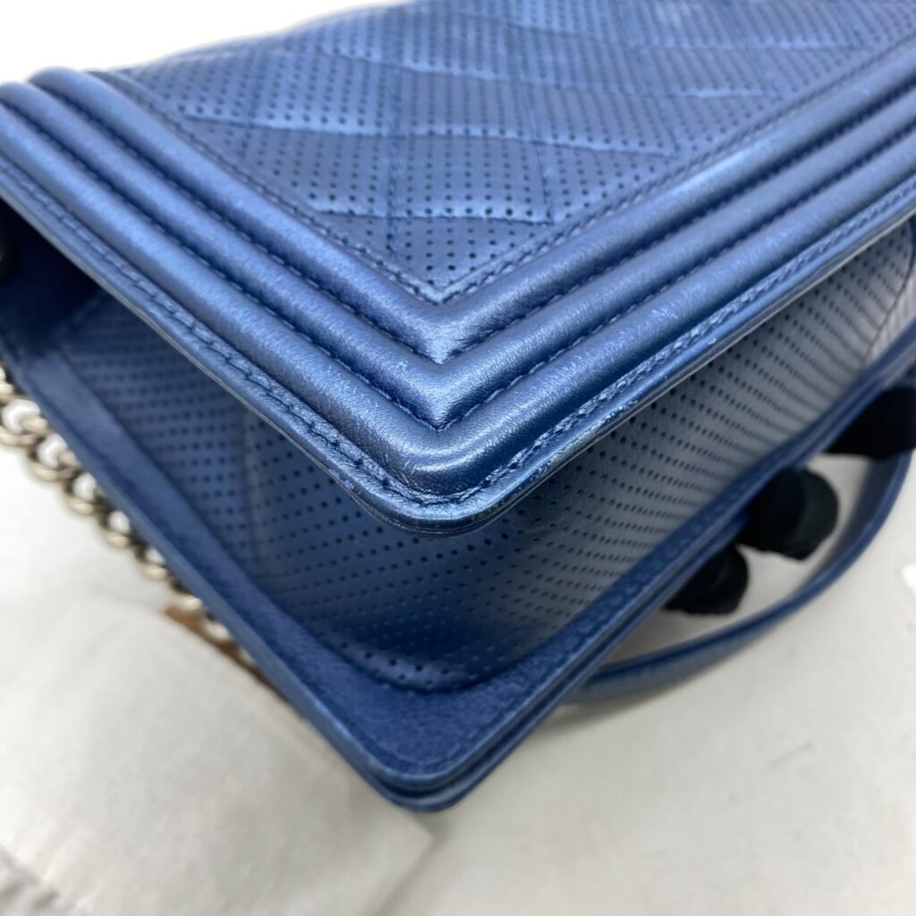 Chanel Boy Medium Blue Perforated SHW