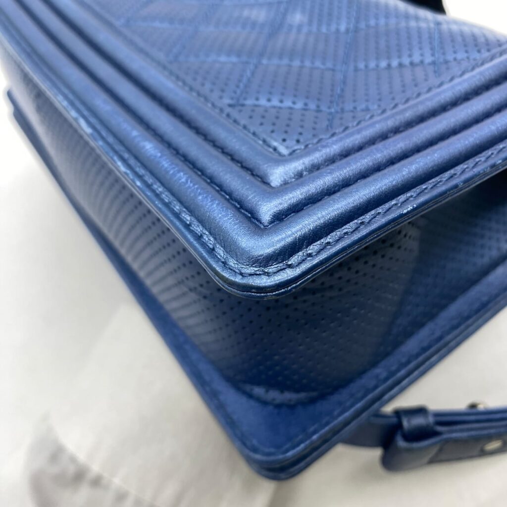 Chanel Boy Medium Blue Perforated SHW