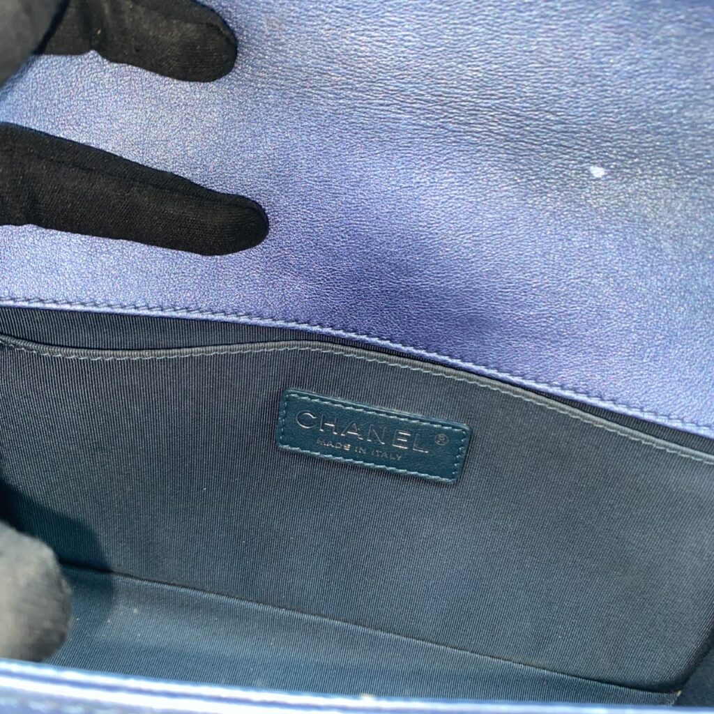 Chanel Boy Medium Blue Perforated SHW