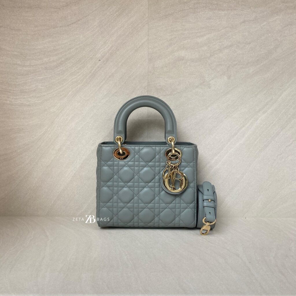 Dior Lady Dior Small Lambskin Grey Stone GHW