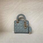 Dior Lady Dior Small Lambskin Grey Stone GHW