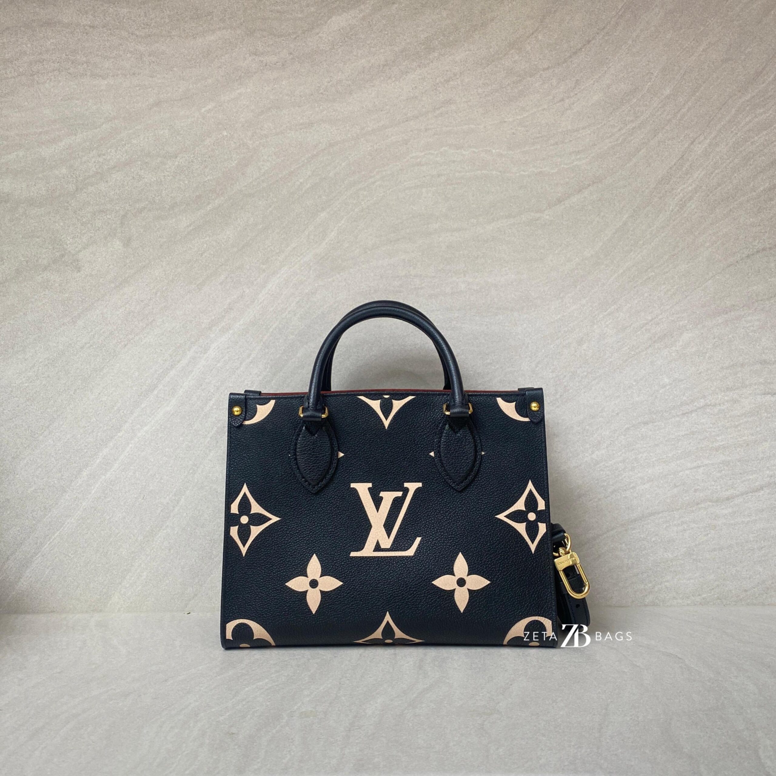 Louis Vuitton On The Go PM Monogram Empreinte Black Beige GHW