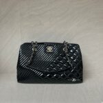 Chanel Coco Boy Shopping Tote Patent Black SHW