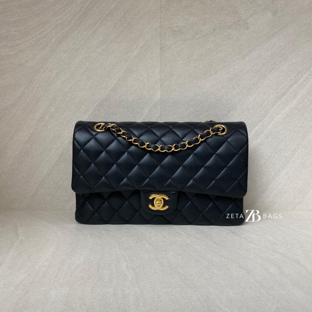 Chanel Medium Classic D Flap Lambskin Black GHW