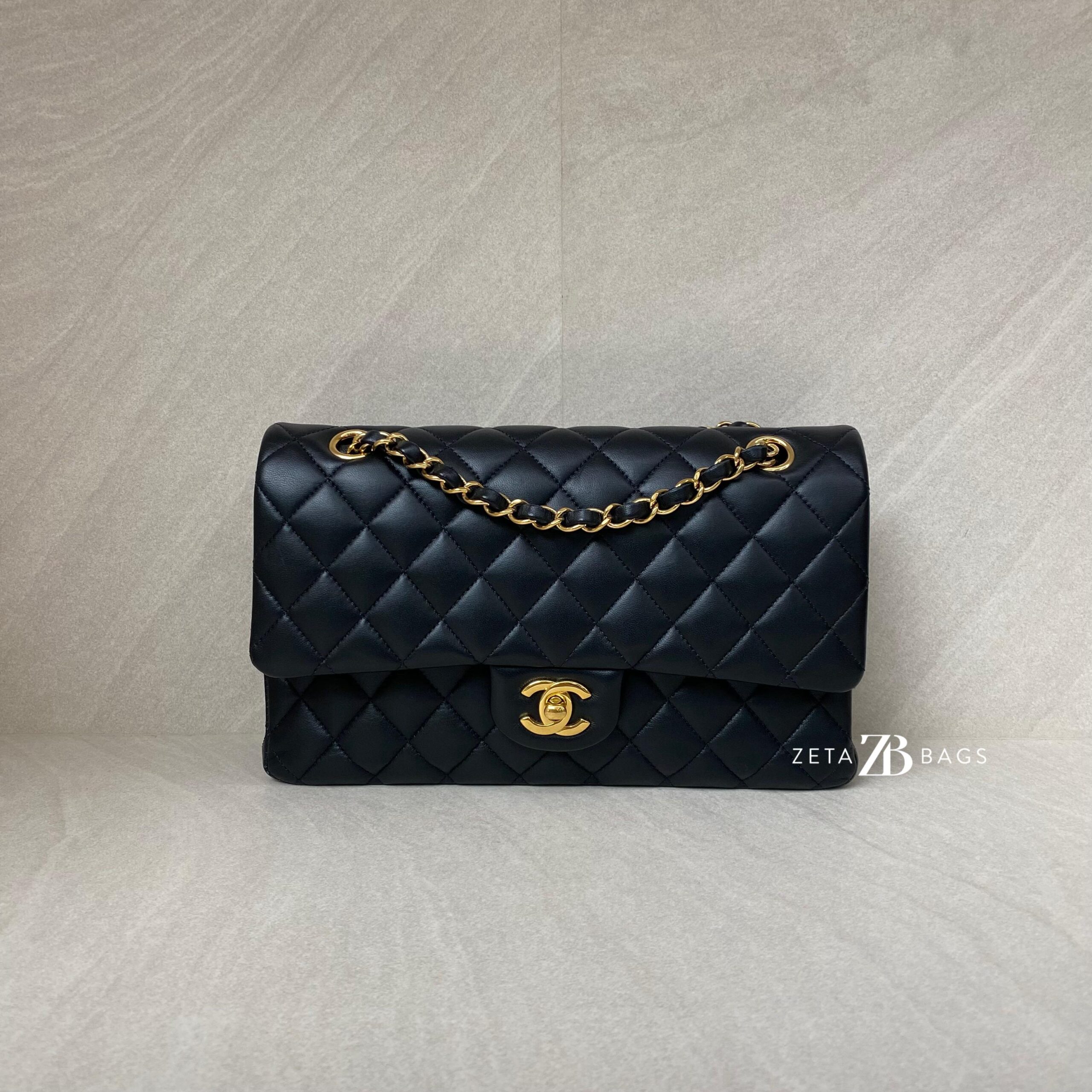 Chanel Medium Classic D Flap Lambskin Black GHW