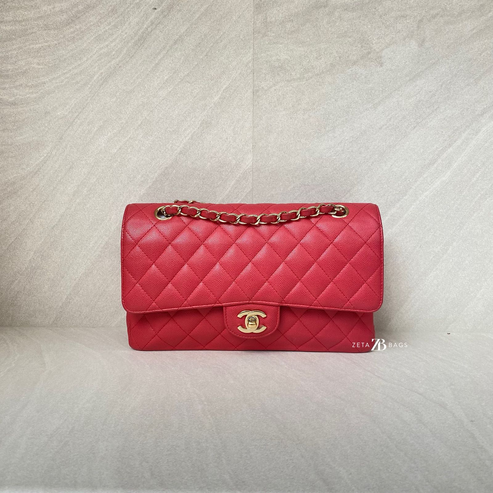 Chanel Classic Medium D Flap Caviar Pink GHW