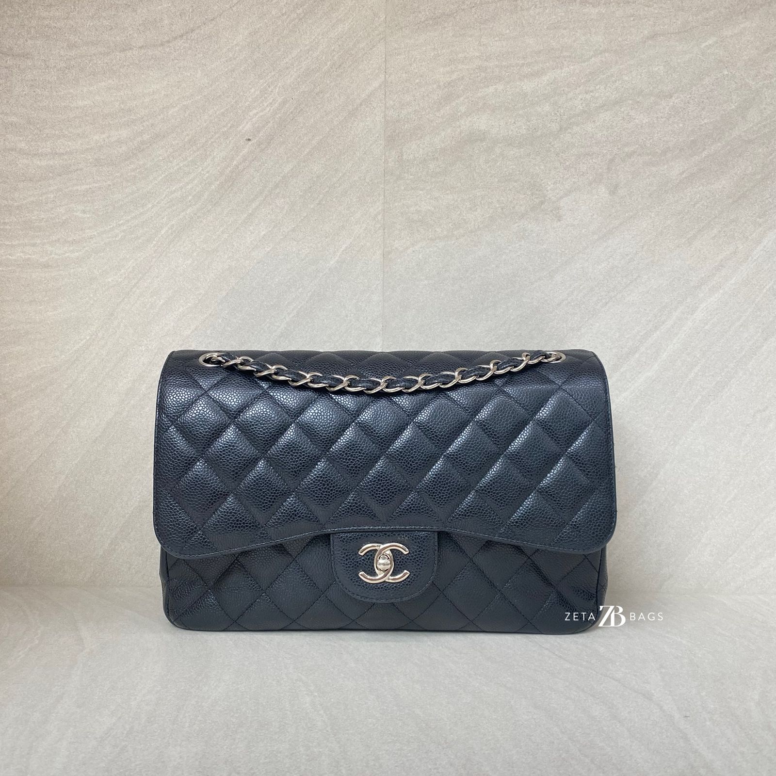 Chanel Jumbo Classic D Flap Caviar Black SHW