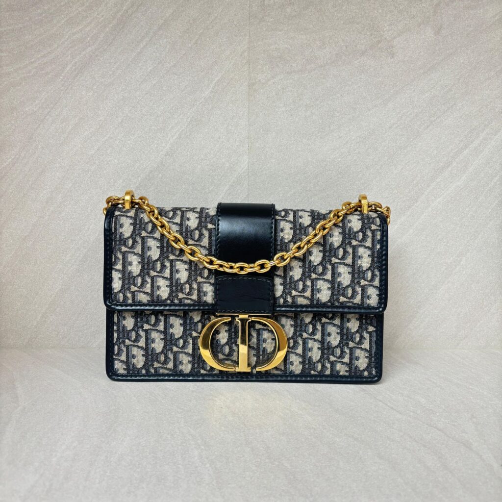 Dior Montaigne Chain Bag Blue Oblique GHW