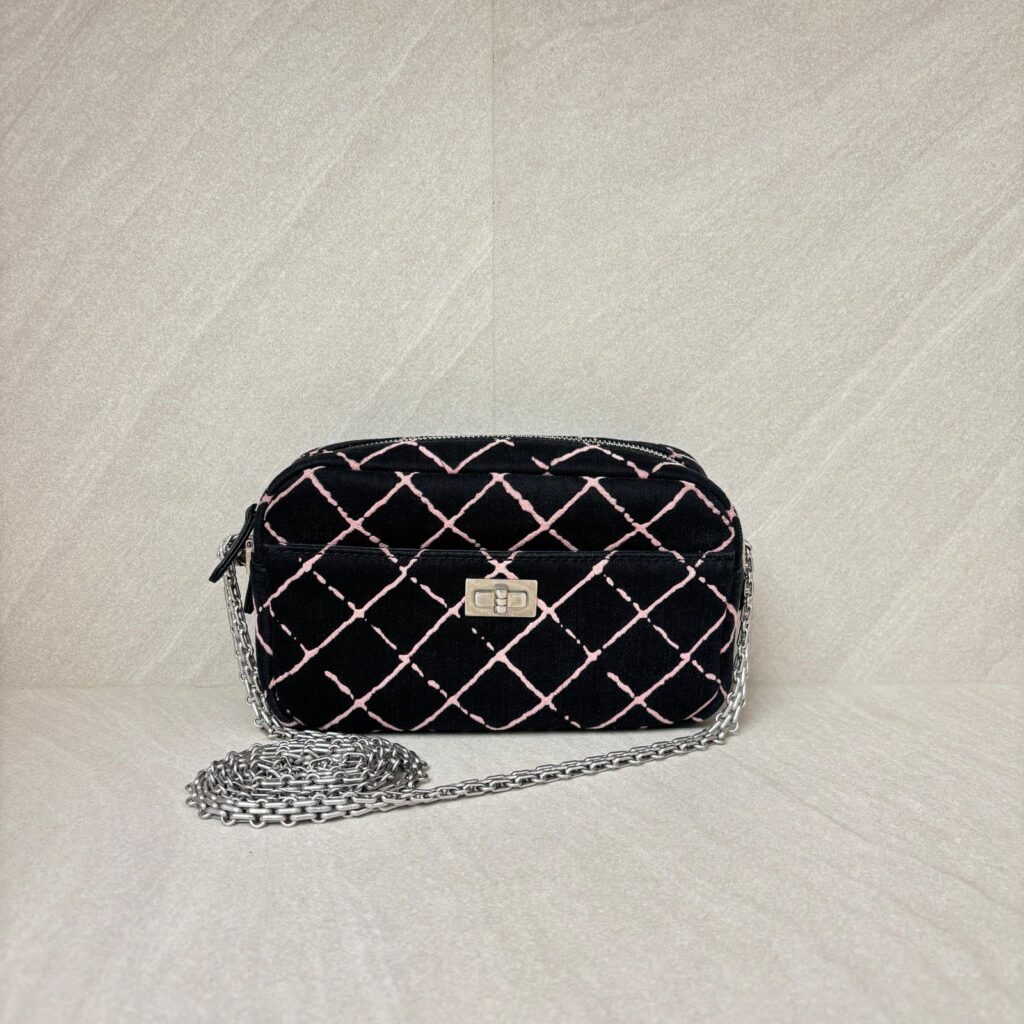 Chanel Reissue Camera Bag Jersey Black Pink