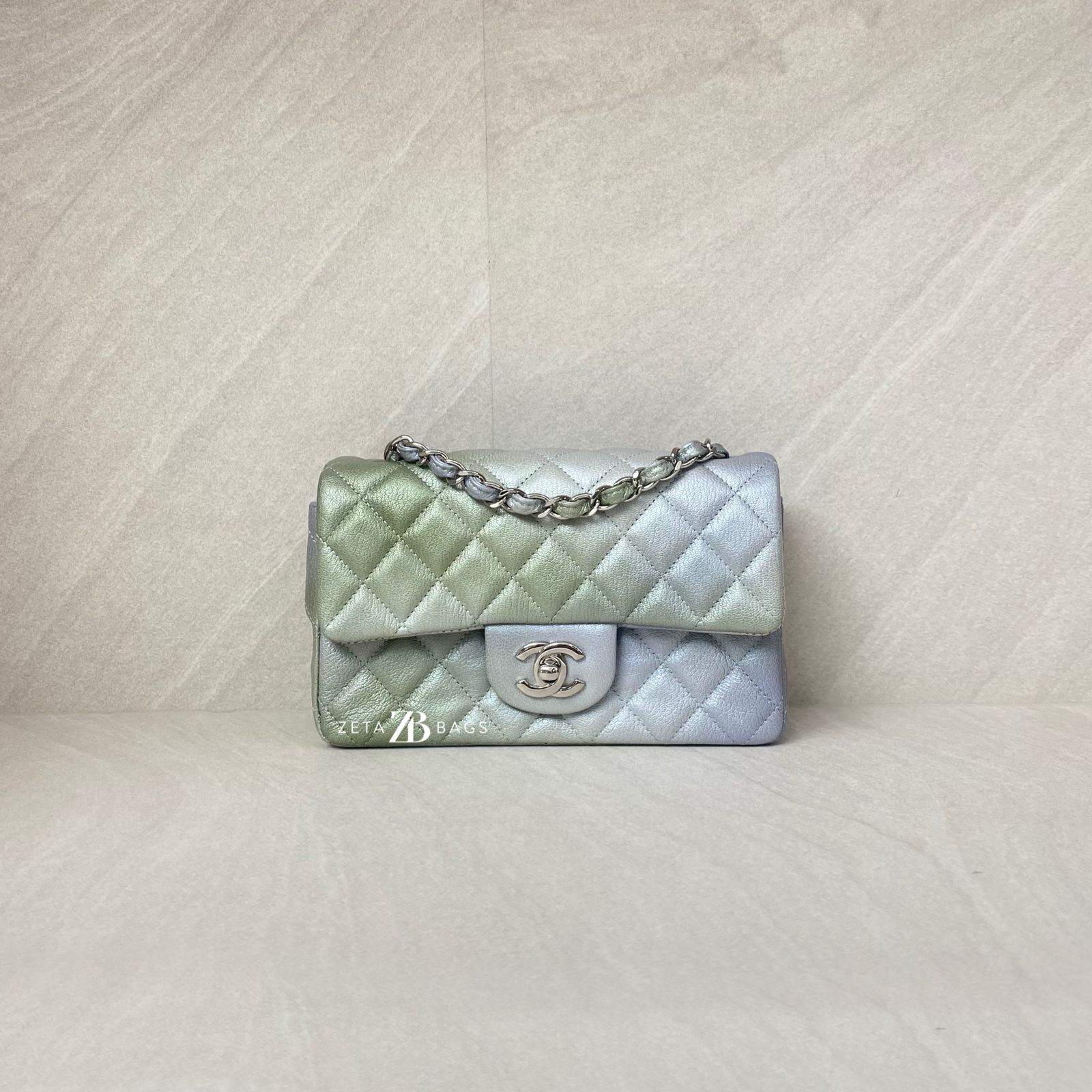 Chanel Classic Mini Rectangle Gradation Grey Green SHW