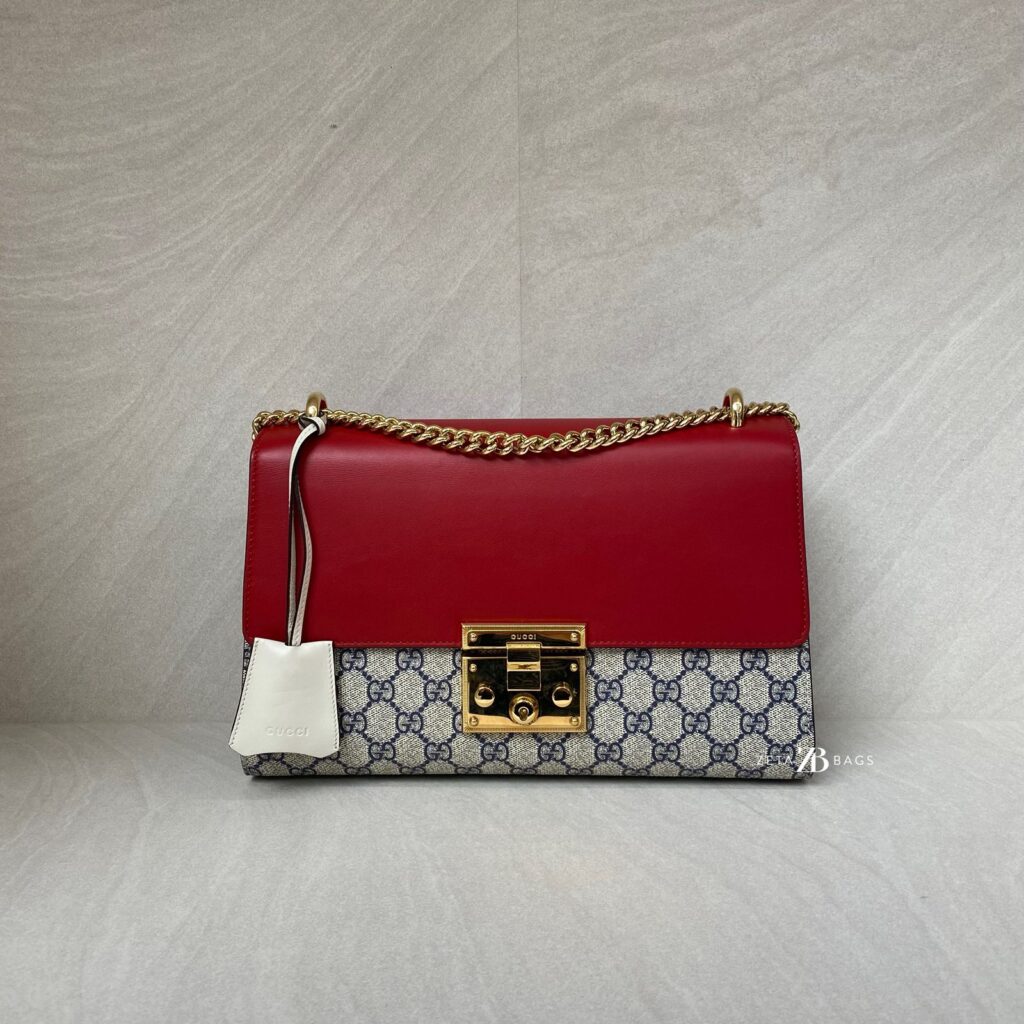 Gucci Medium Padlock Monogram GG Supreme Red Navy GHW