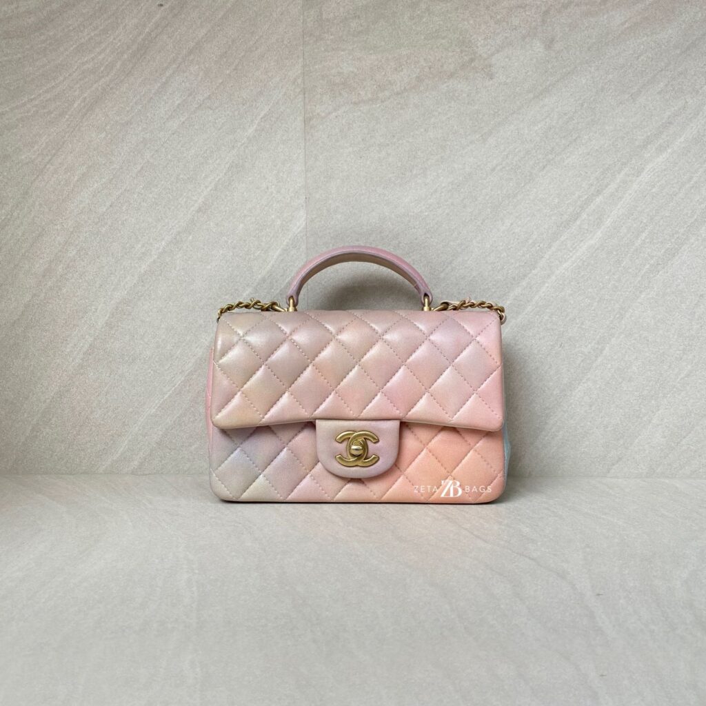 Chanel Mini Rectangle Top Handle Pink Unicorn GHW