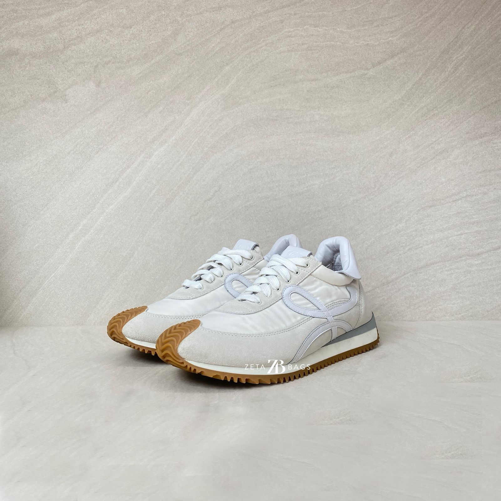Loewe Flow Runner Suede Nylon Gold Blanc