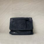 Saint Laurent Niki Large Nubuck Croco Black RHW