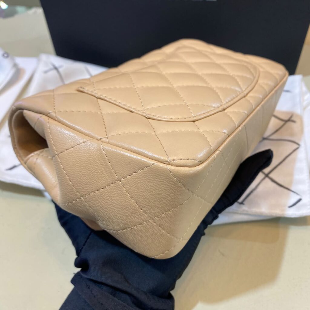 Chanel Mini Rectangle Beige Lambskin GHW