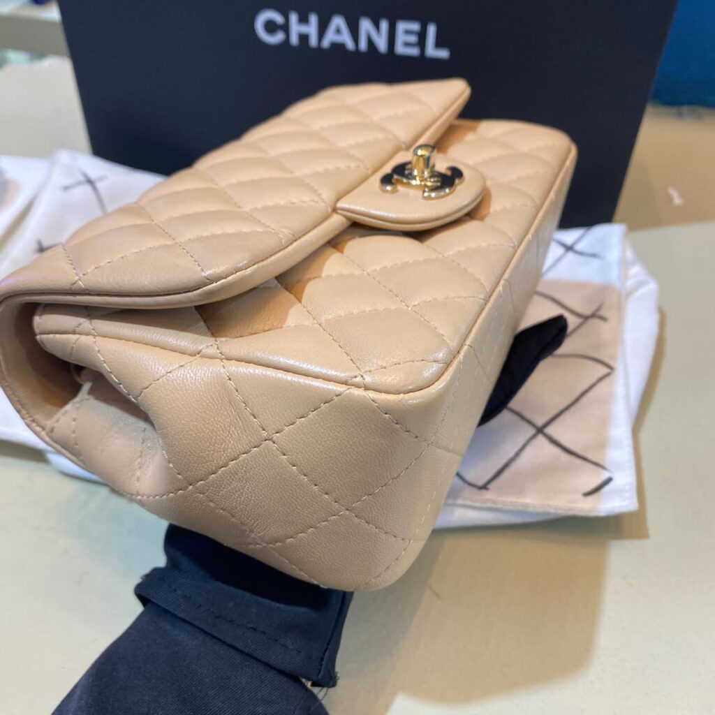 Chanel Mini Rectangle Beige Lambskin GHW