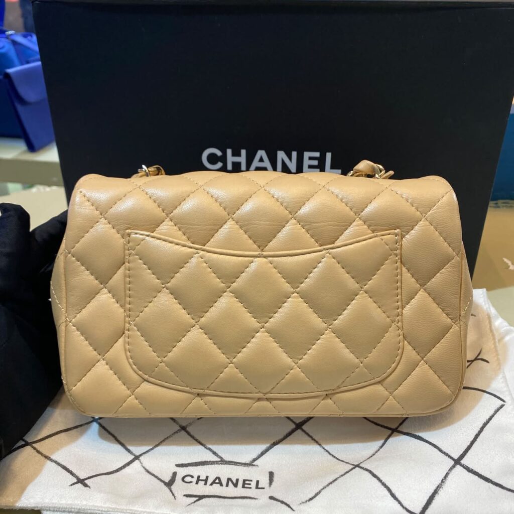 Chanel Mini Rectangle Beige Lambskin GHW