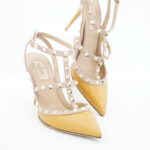 Valentino Rockstud Ankle Heels Patent Mustard
