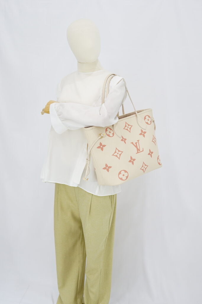 Louis Vuitton Neverfull MM Monogram Empreinte Creme Rose Trianon GHW
